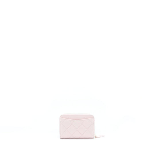Chanel Zip Card Holder Caviar Light Pink L