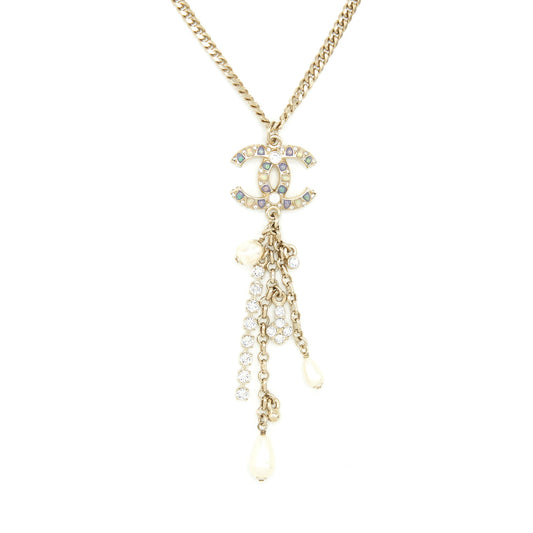Chanel CC With Crystals Drop Necklace