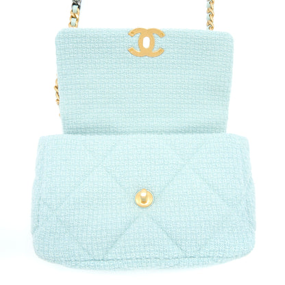 Chanel 22B Small 19 Bag Tweed Light Green Multicolour Hardware (Micorchip)