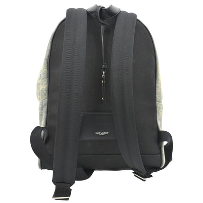 YVES SAINT LAURENT Denim Backpack Bag Gray