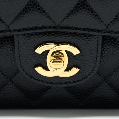 Chanel Medium Classic Double Flap Bag Caviar Black  (Microchip)