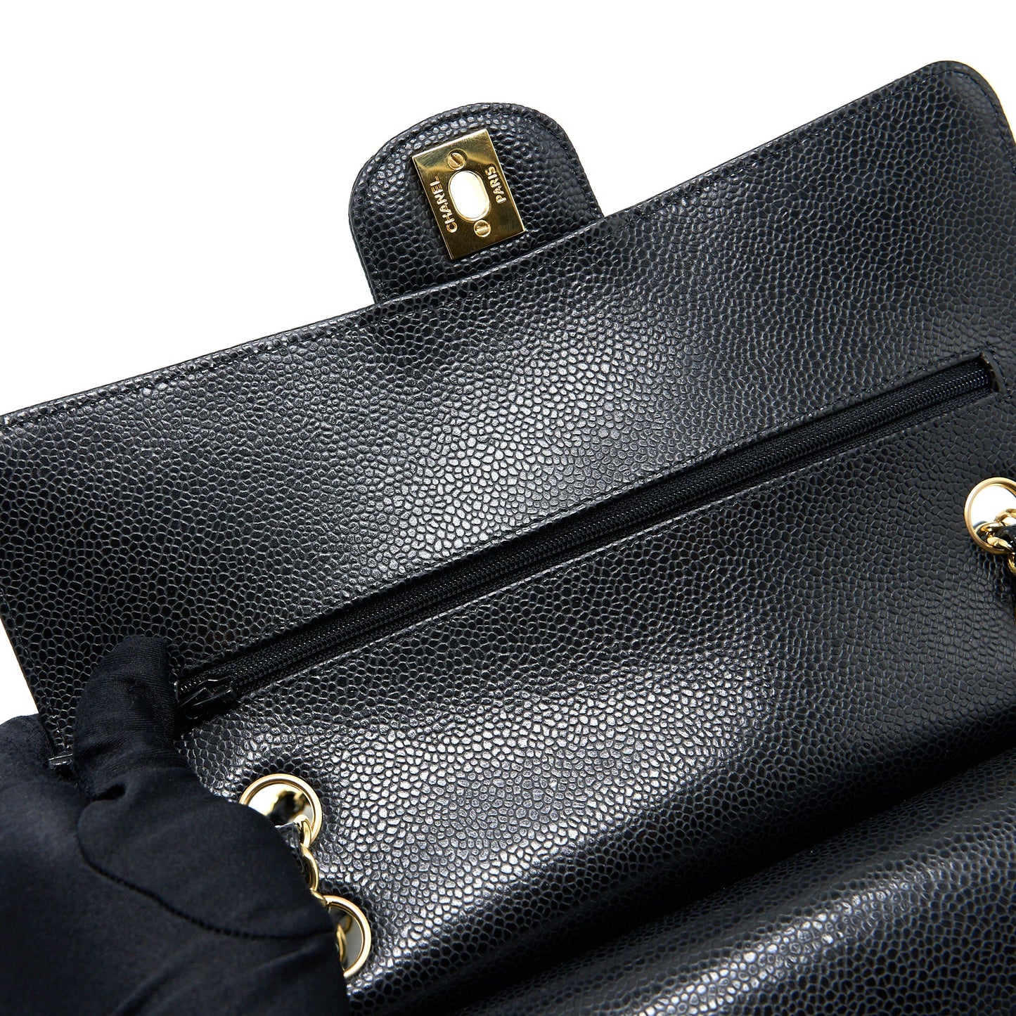 Chanel Medium Classic Double Flap Bag Caviar Black  (Microchip)