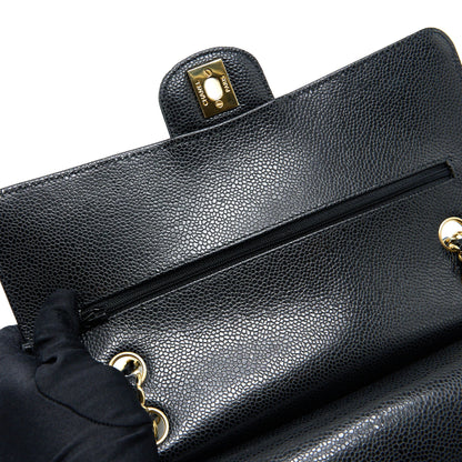 Chanel Medium Classic Double Flap Bag Caviar Black  (Microchip)