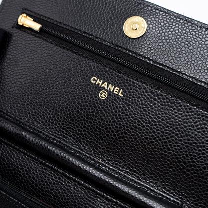 Chanel Classic Wallet on Chain Caviar Black  (Microchip)