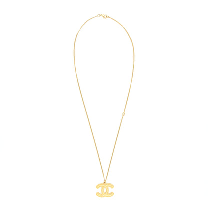 Chanel CC Logo Pendant Necklace Bright Gold Tone