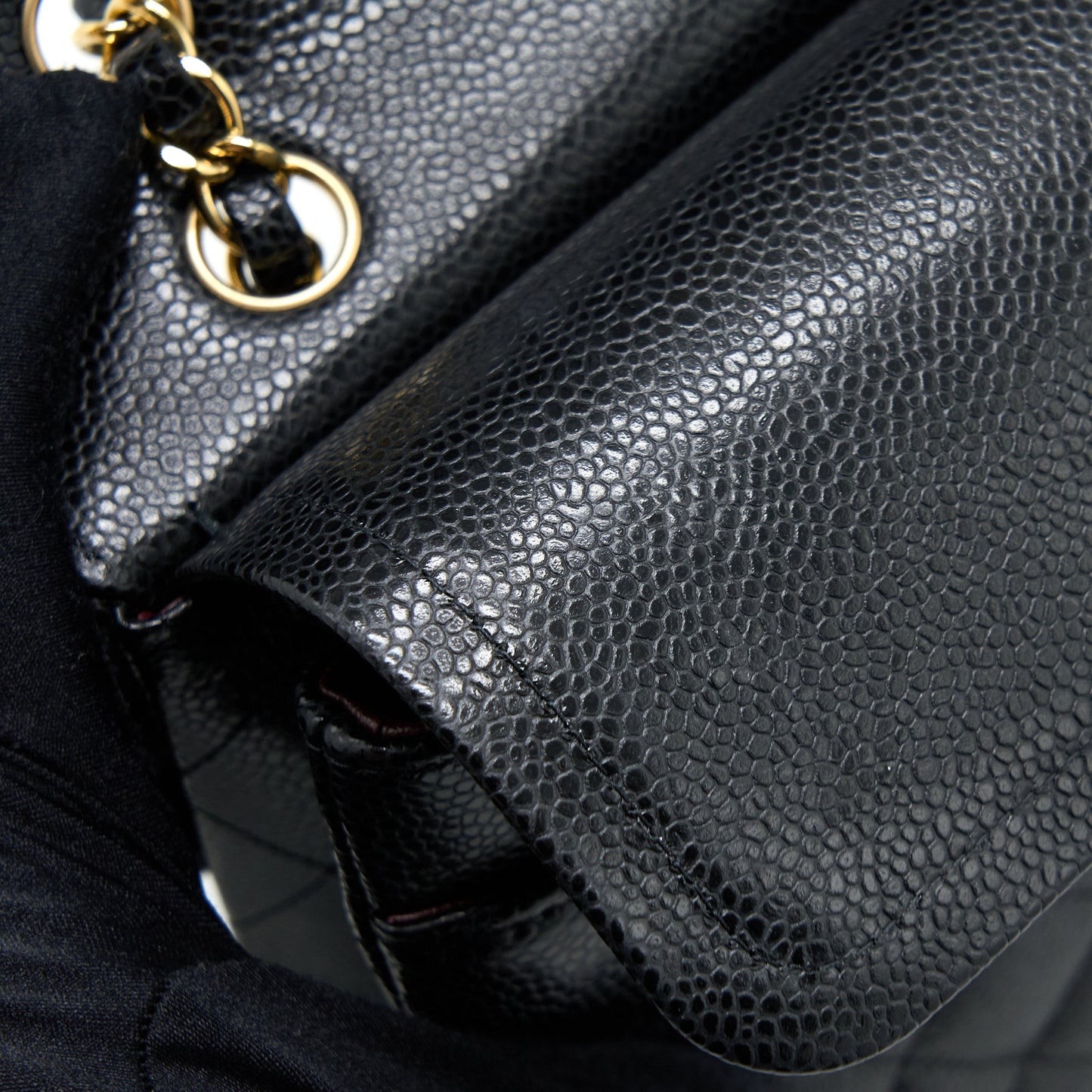 Chanel Medium Classic Double Flap Bag Caviar Black  (Microchip)