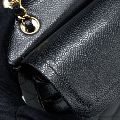 Chanel Medium Classic Double Flap Bag Caviar Black  (Microchip)