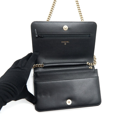 Chanel Leboy Wallet On Chain WOC Caviar Black