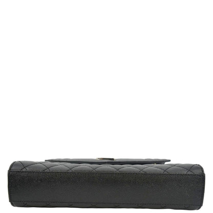 YVES SAINT LAURENT Envelope Medium Matelassé Leather Crossbody Chain Bag Black