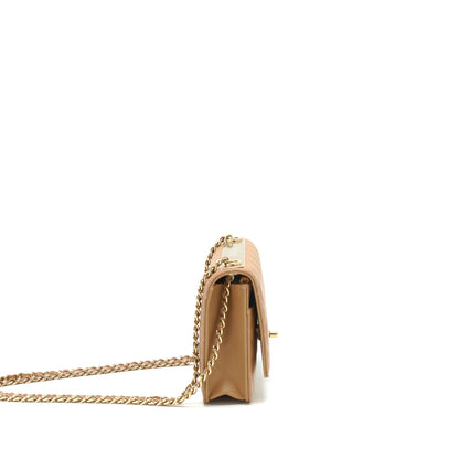 Chanel Trendy CC Wallet On Chain Lambskin Dark Beige L