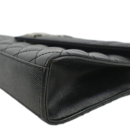YVES SAINT LAURENT Envelope Medium Matelassé Leather Crossbody Chain Bag Black