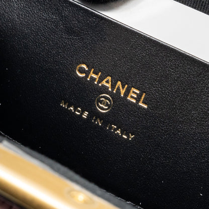 Chanel 24a Bowknot Clutch with Chain Patent Crumpled Lambskin/Shiny Lambskin Black/Pink  (Microchip)