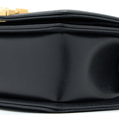 Chanel Small Boy Bag Caviar Black With Brushed (Microchip)