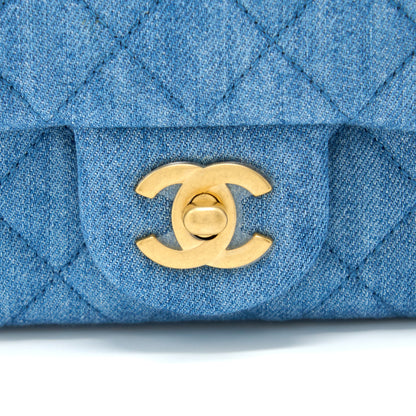 Chanel Pearl Crush Mini Square Flap Bag Denim Brushed  (Microchip)