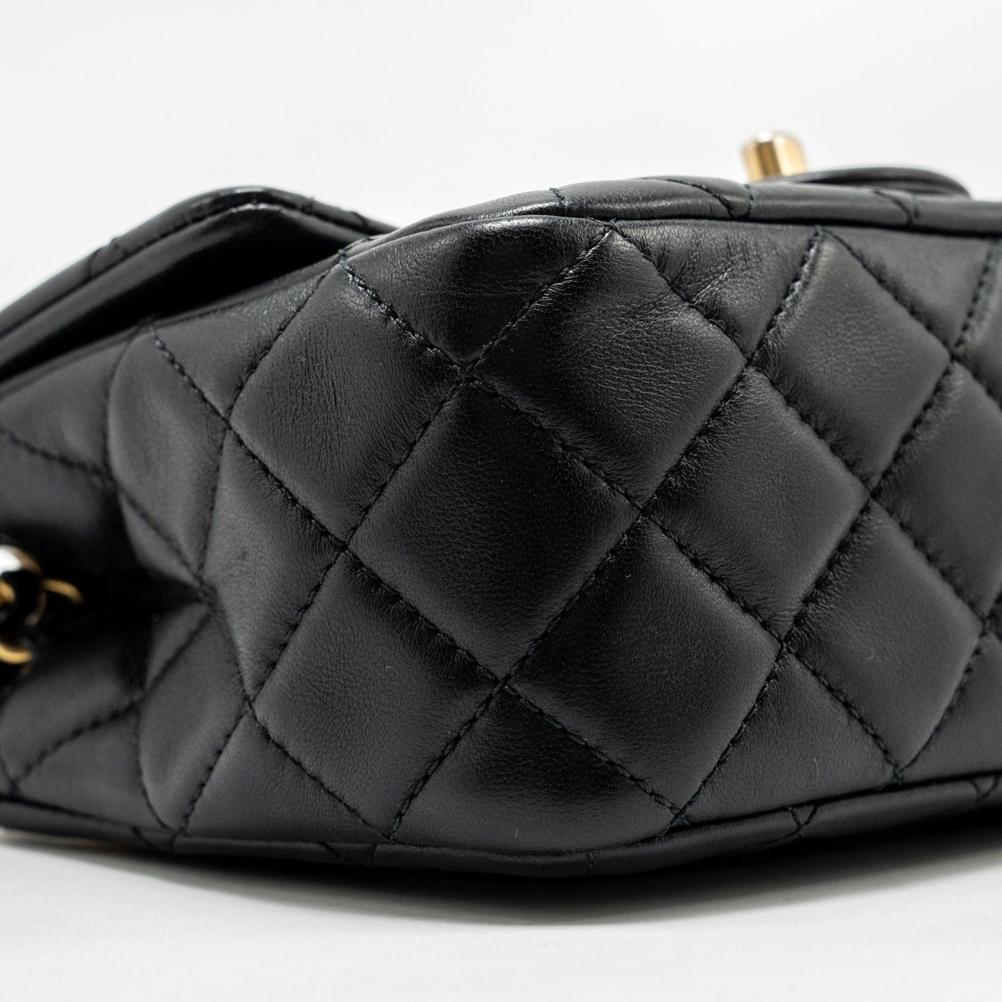 Chanel Pearl Crush Mini Square Flap Bag Lambskin Black