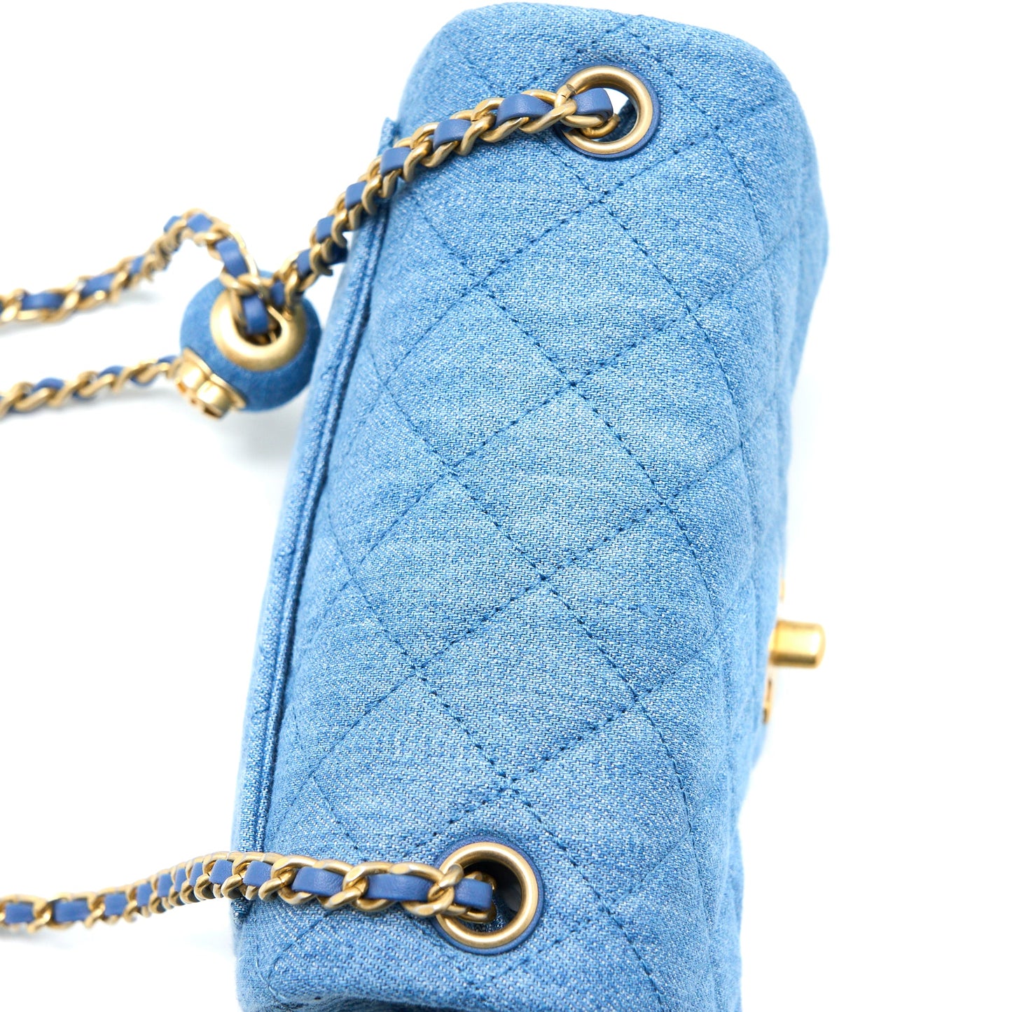 Chanel Pearl Crush Mini Square Flap Bag Denim Brushed  (Microchip)