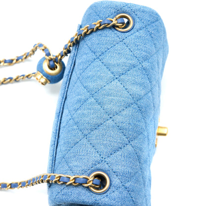Chanel Pearl Crush Mini Square Flap Bag Denim Brushed  (Microchip)