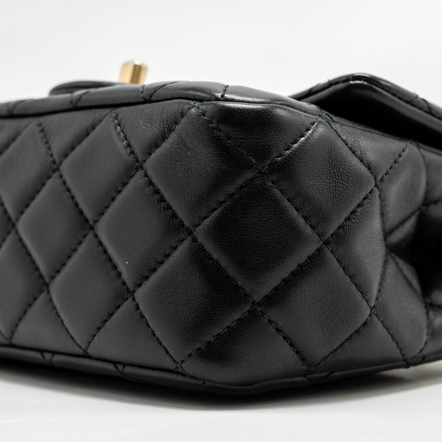 Chanel Pearl Crush Mini Square Flap Bag Lambskin Black