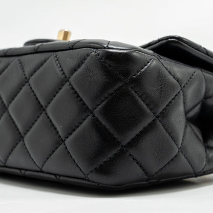 Chanel Pearl Crush Mini Square Flap Bag Lambskin Black