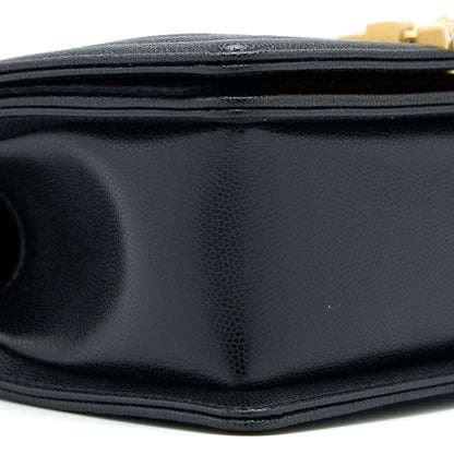 Chanel Small Boy Bag Caviar Black With Brushed (Microchip)