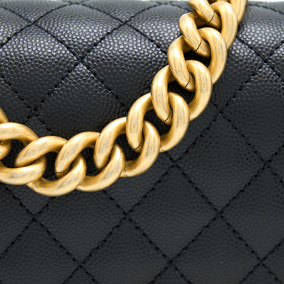 Chanel Small Boy Bag Caviar Black With Brushed (Microchip)