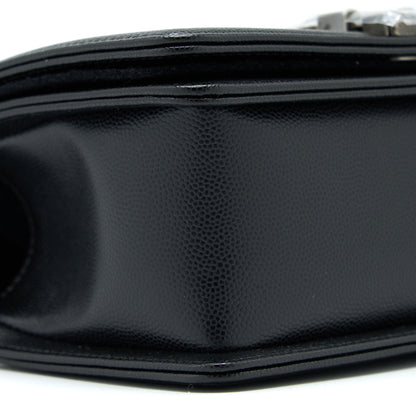 Chanel Small Boy Bag Caviar Black Ruthenium  (Microchip)