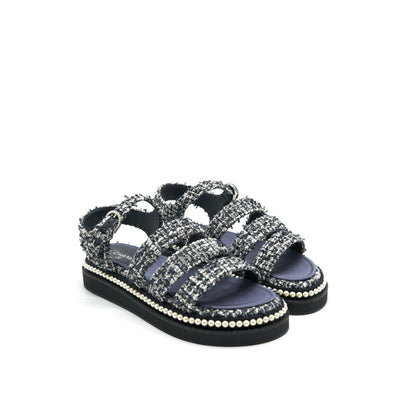 Chanel Size 36 Tweed Navy blue Sandals