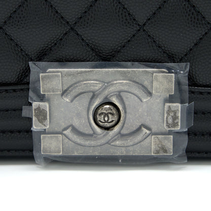 Chanel Small Boy Bag Caviar Black Ruthenium  (Microchip)
