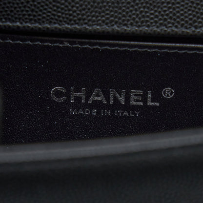 Chanel Small Boy Bag Caviar Black Ruthenium  (Microchip)
