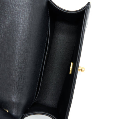 Chanel Small Boy Bag Caviar Black With Brushed (Microchip)