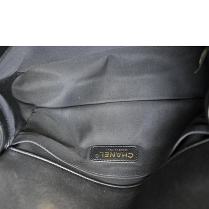 CHANEL Medium Boy Flap Cube Embossed Leather Shoulder Bag Navy Blue
