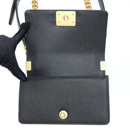 Chanel Small Boy Bag Caviar Black With Brushed (Microchip)