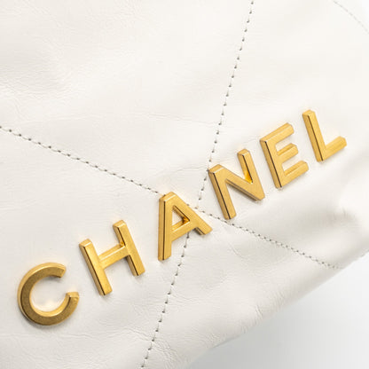 Chanel Mini 22 bag shiny calfskin white  (microchip)