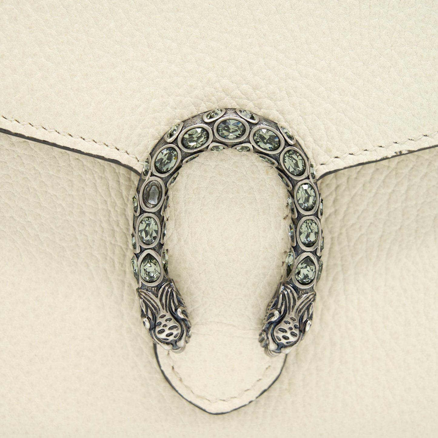 Gucci Dionysus Mini Chain Wallet Grained Calfskin White SHW