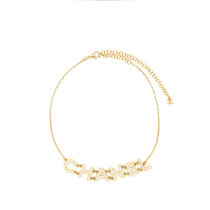 Chanel Logo Lettering Chain Necklace/Choker