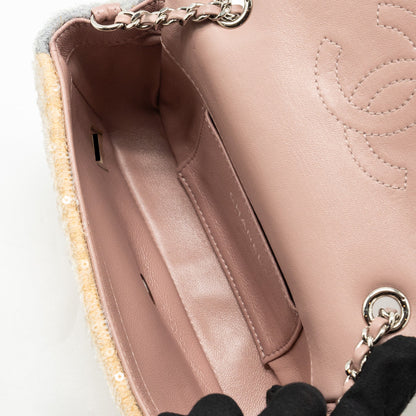 Chanel 18S Mini Waterfall Flap Bag Sequin Pink/Blue/Yellow