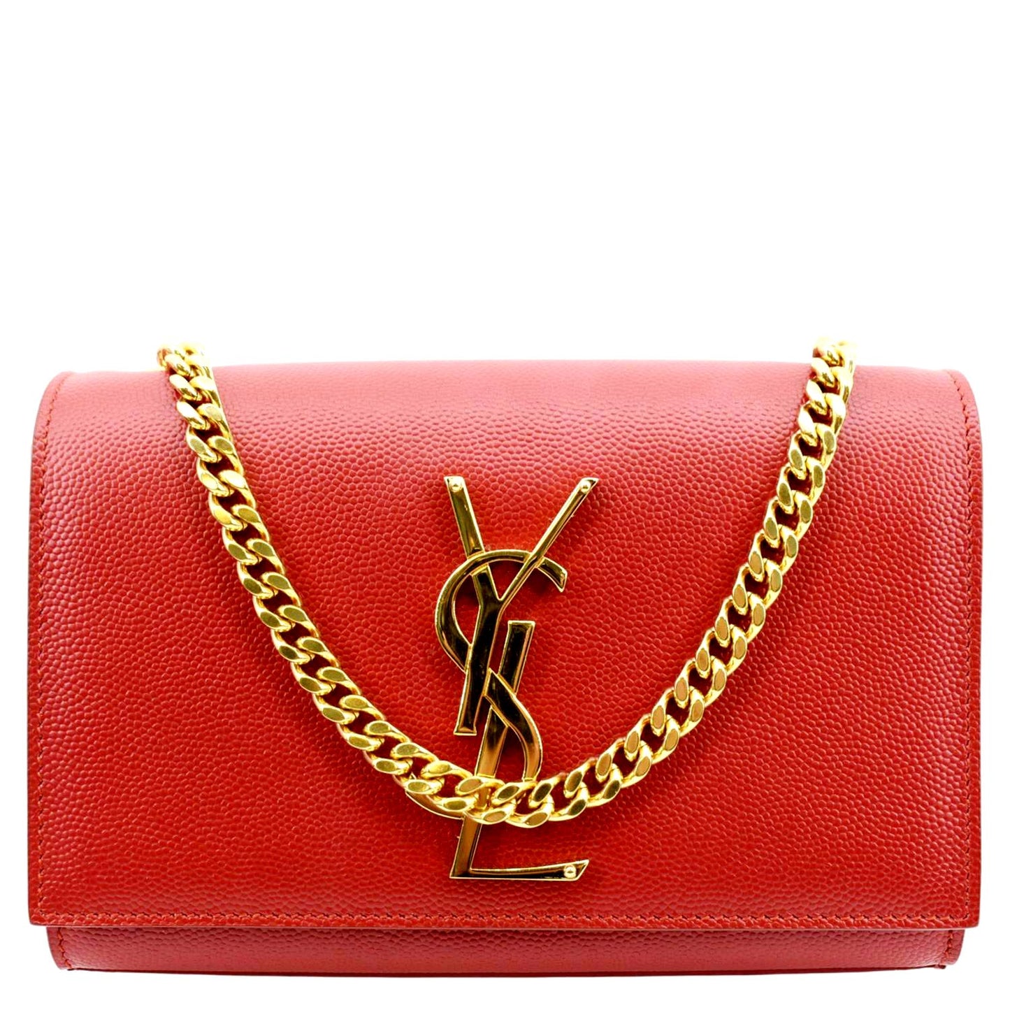 YVES SAINT LAURENT Kate Small Grain De Poudre Crossbody Bag Red