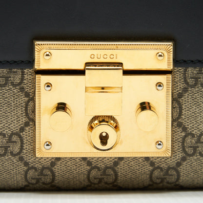 Gucci Small Padlock Shoulder Bag GG Supreme Canvas / Black