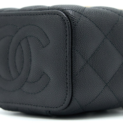 Chanel 23C Mini Vanity With Chain Caviar Black L