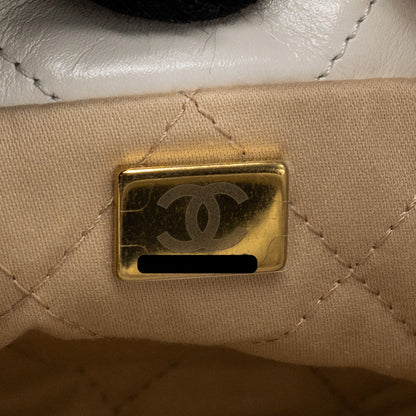 Chanel Mini 22 bag shiny calfskin white  (microchip)