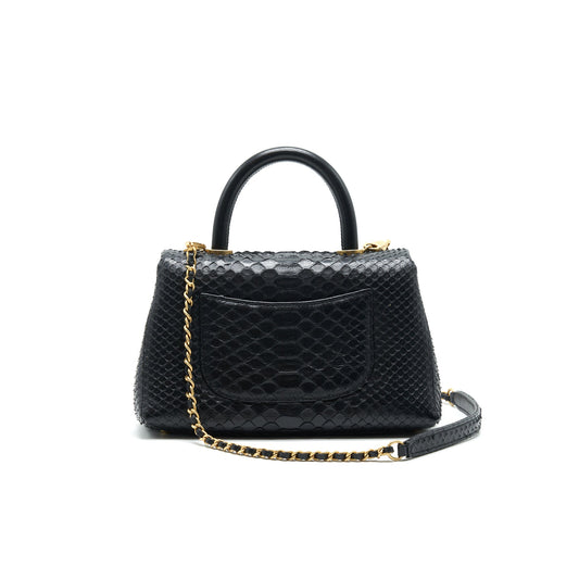 Chanel Coco Handle Mini Python Leather Black