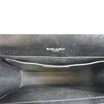 YVES SAINT LAURENT Envelope Medium Matelassé Leather Crossbody Chain Bag Black