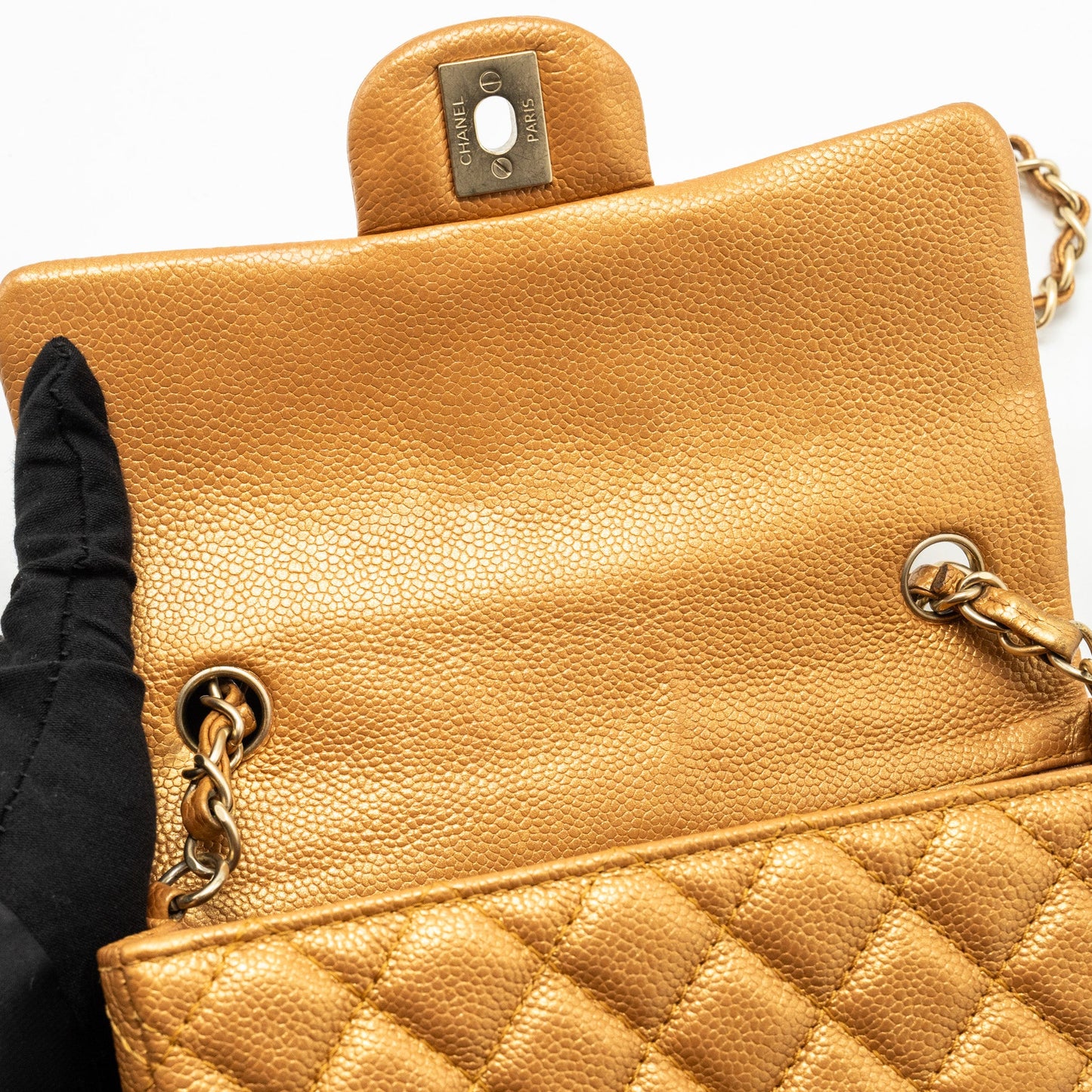 Chanel Mini Rectangular Flap Bag Calfskin Iridescent Dark Gold