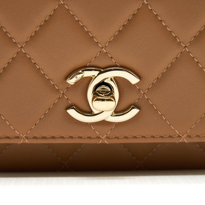 Chanel Trendy CC Wallet On Chain Lambskin Dark Beige L