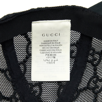 Gucci GG Embroidered Baseball Hat Black GG Net And Cotton Drill