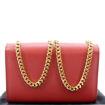 YVES SAINT LAURENT Kate Small Grain De Poudre Crossbody Bag Red