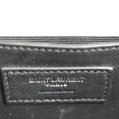 YVES SAINT LAURENT Envelope Medium Matelassé Leather Crossbody Chain Bag Black