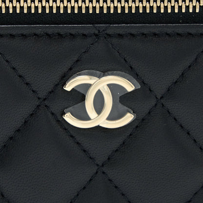 Chanel 22A Top Handle Long Vanity With Chain Lambskin Black L