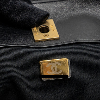 Chanel large tote bag Lambskin black brushed
