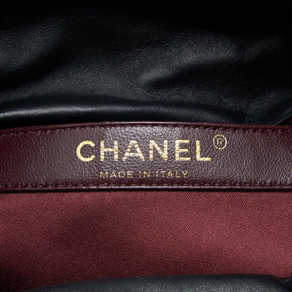 Chanel Bucket Crystal CC Logo Pearl Chain Bag Lambskin Black